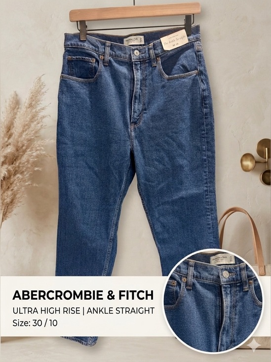 Abercrombie & Fitch Denim - Abercrombie and Fitch Ultra High Rise Ankle Straight Jean-30 Long-NWT